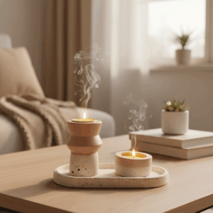 סט פמוטים רומי ופמוט מעוגל נמוך טרצ׳ו על מגש