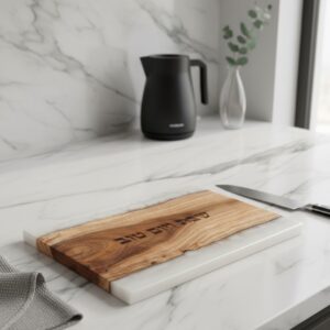 קרש חיתוך אפוקסי לבן דגם שוליים