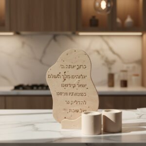 סט פמוטים לשבת עם מעמד ברכת הדלקת נרות