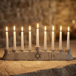 חנוכיה צבע אפור דגם "מגן דוד"