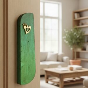 מזוזה בצבע ירוק מטאלי בעבודת יד