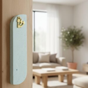 מזוזה מעוצבת בעבודת יד פסטל תכלת